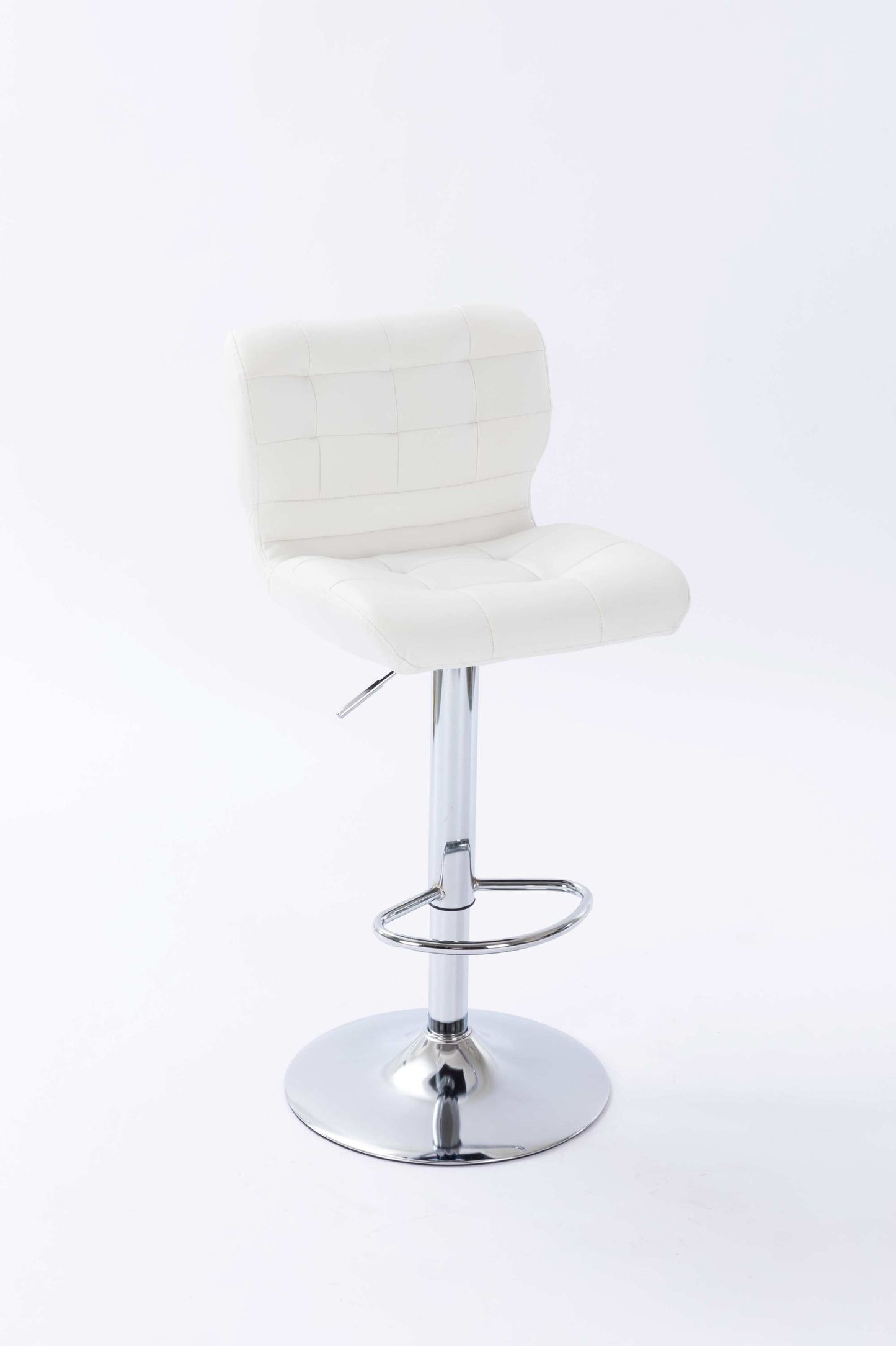 Lan - Set of 2 - 30" White Wingback Swivel Bar Stools, Adjustable Height, Chrome Base, Modern Design