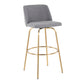 Toriano - Contemporary Fixed Height Barstool With Swivel And Round Footrest (Set of 2) - Gray