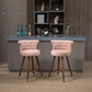 Viatora - Set of 2 - 27" Pink Swivel Solid Wood Bar Stools with High Back and Footrest