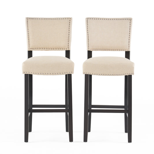 Stonley - Set of 2- 34"-43" Adjustable Bar Stools with Gray Upholstery, Backrest, and Footrest