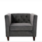 Button Tufted Accent Chair, Square Arms