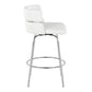 Landon - Set of 2 - 26" White Swivel Counter Stools, Chrome Metal & Faux Leather