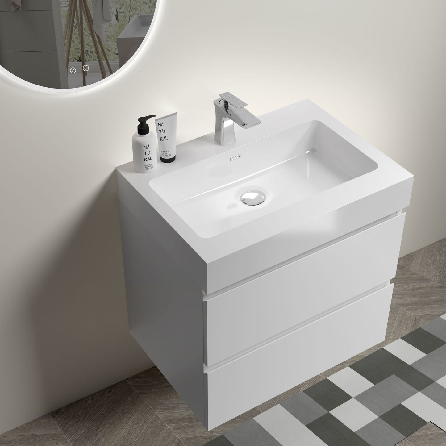 Alice - Bathroom Vanity With Large Storage, Sink, Wall Mounted