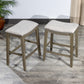 Elowen - Set of 2 - 26" Gray Saddle Counter Stools with Upholstered Fabric and Nailhead Trim