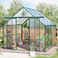 Double Door Polycarbonate house Raised Base And Anchor Aluminum Heavy Duty Walk In houses For Outdoor Backyard In All Season