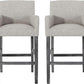 Amelea - Set of 2 – 31" Upholstered Counter Stools with Light Gray Fabric and Rubberwood Frame