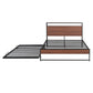 Platform Bed Frame With Trundle, USB Ports And Slat Support, No Box Spring Needed