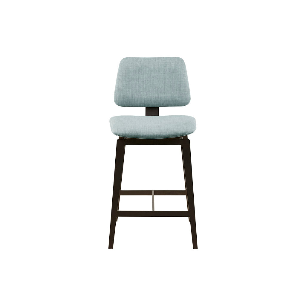 Harvie - Set of 2 - 24" Dusty Blue Armless 360° Swivel Counter Stools with Gun Metal Base