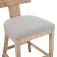 Pivora - Set of 2 - 27" Linen Upholstered Counter Stools with Natural Rubberwood Frame, High Back, and Footrest