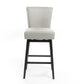Quicksilvered - Upholstered Swivel Counter Stool With Wood Legs - Beige