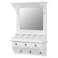 Floating Makeup Vanity With Big Mirror, Wall Mounted Storage Vanity With Drawers, Pockets & Hooks, Space Saving Decorative Home Organizer - White