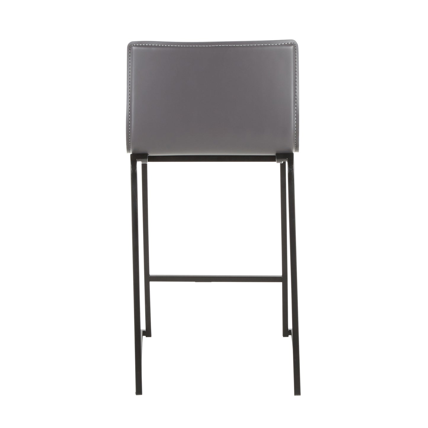 Mikalor - Set of 2 - 26" Fixed-Height Counter Stool with Black Metal Frame, Grey Faux Leather Seat, and Footrest by LumiSource