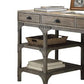 Gorden - Weathered Antique Metal Writing Desk - Oak