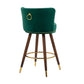 Monial - Set of 2 - 28" Emerald Swivel Bar Stools with Backrest, Footrest, and Solid Wood Legs