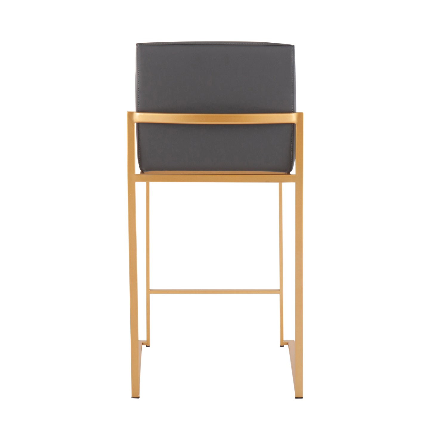 Fairbourne - Set of 2 - 26" Grey Faux Leather Counter Stools with Gold Steel Frame