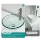 Crackle Vessel Sink, Round Bowl With Pop Up Drain - Clear