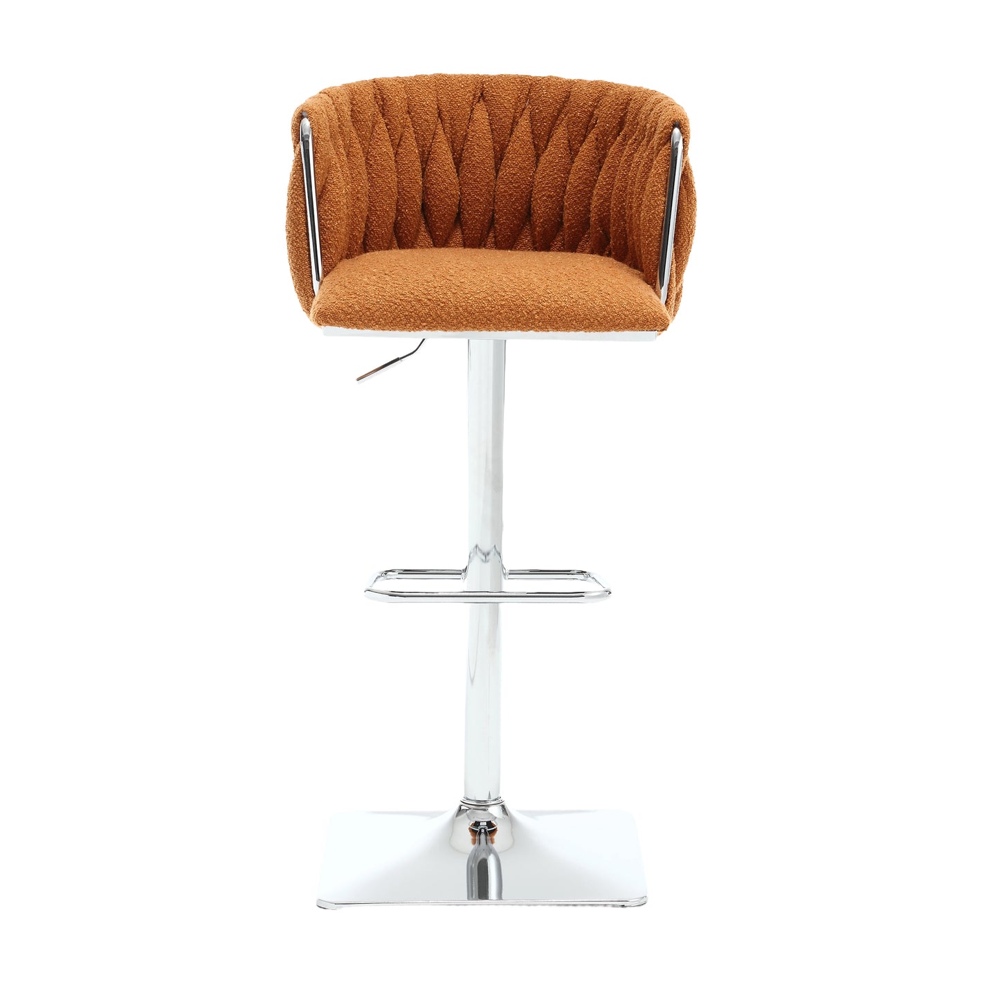 Bellavue Luxe - Set of 2 - 26" Swivel Counter Stools with Orange Boucle Upholstery and 360° Rotation