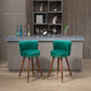 Monial - Set of 2 - 28" Emerald Swivel Bar Stools with Backrest, Footrest, and Solid Wood Legs