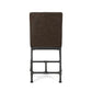 Naya – Set of 2 – 24" Dark Brown Upholstered Counter Stools with Industrial Metal Frame and Piping Details