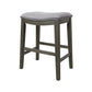 Elowen - Set of 2 - 26" Gray Saddle Counter Stools with Upholstered Fabric and Nailhead Trim