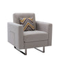 Victoria - Fabric Armchair With Metal Legs, Side Pockets, And Pillow