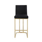 Sohana - Set of 2 - 26" Velvet Bar Stools with Backrest, Gold Brushed Metal Legs, Upholstered Dining Chairs, Black Velvet Fabric