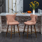 Nerissa - Set of 2 - 26" Pink Fauher Tufted Counter Stools x Leatwith Nailhead Trim