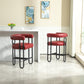 Lian - Set of 1- 24" Wine Red PU Modern Bar Stool with Ergonomic Backrest and Black Metal Frame