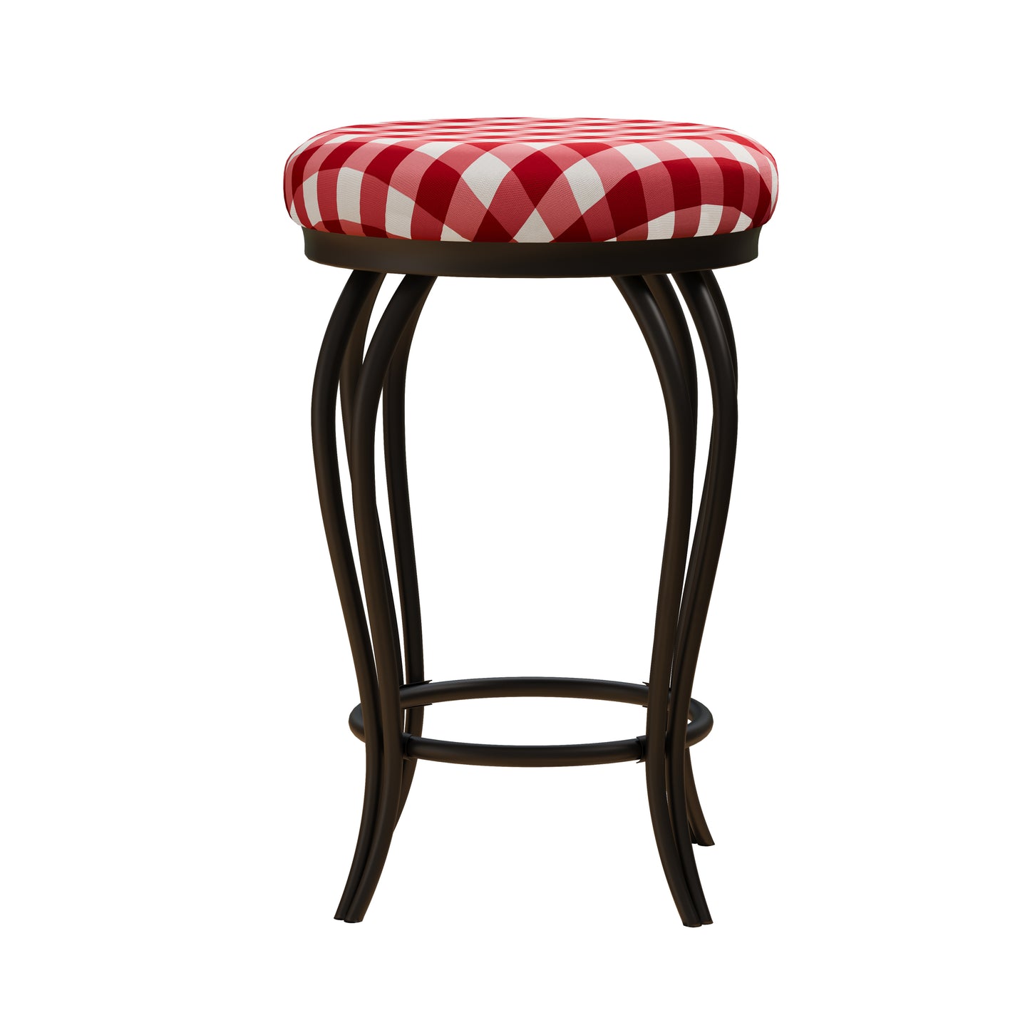 Helendale - Set of 2 - 26" Red Striped Metal Bar Stools with Footrest and Easy Assembly for Indoor Bar or Kitchen