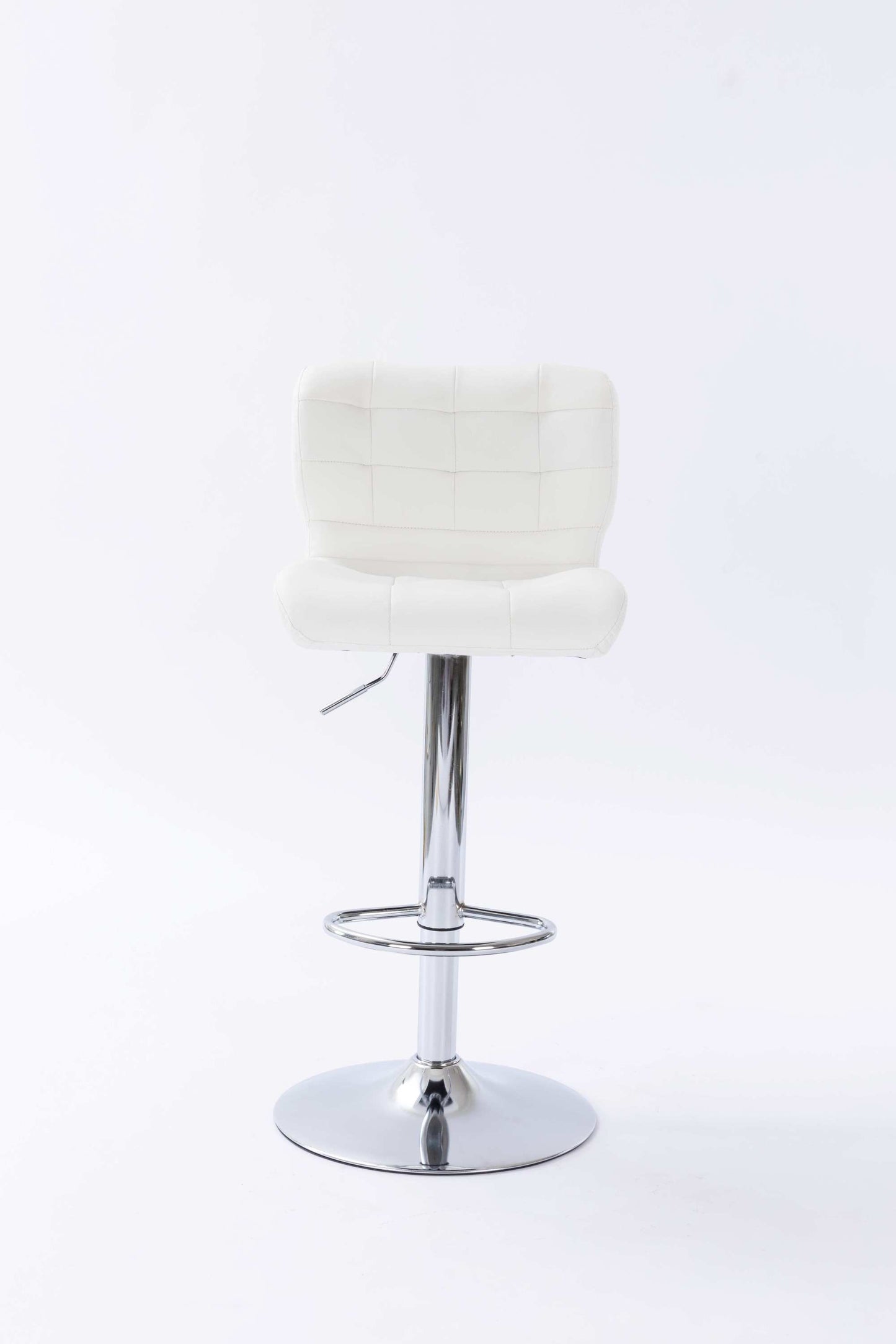 Lan - Set of 2 - 30" White Wingback Swivel Bar Stools, Adjustable Height, Chrome Base, Modern Design