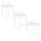 Laziel - Set of 3 - 26" White Metal Stackable Counter Stools with White Faux Leather Cushions