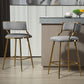 Astrid - Set of 2 - 26" Grey Corduroy Counter Height Bar Stools with Golden Chromed Base, Backrest, and Footrest