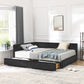Storage Elegant Upholstered Tufted Bed Frame With Backrest And Armrests