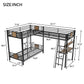 L-Shaped Twin Over Twin Bunk Bed With Twin Size Loft Bed With Desk And Shelf - Brown