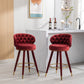 Cylvara - Set of 2 - 28" Claret Red Velvet Counter Height Bar Stools with Solid Wood Legs and 360° Swivel