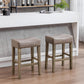 Evora - Set of 2 - 26" Gray Backless Faux Leather Counter Stools for Kitchen Island