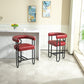 Lian - Set of 1- 24" Wine Red PU Modern Bar Stool with Ergonomic Backrest and Black Metal Frame