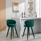 Lurian - Set of 2 - 28" Emerald Velvet Swivel Counter Height Bar Stools, Solid Wood Legs, Ergonomic Backrest, Retro Design