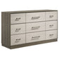 Edmondson - 9 Drawer Dresser With Hidden Jewelry Tray - Natural / Gray