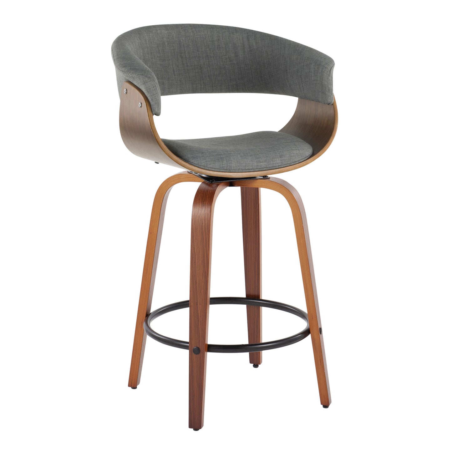 Halstead - Set of 2 - 29" Grey Fabric Modern Bar Stools with Backrest