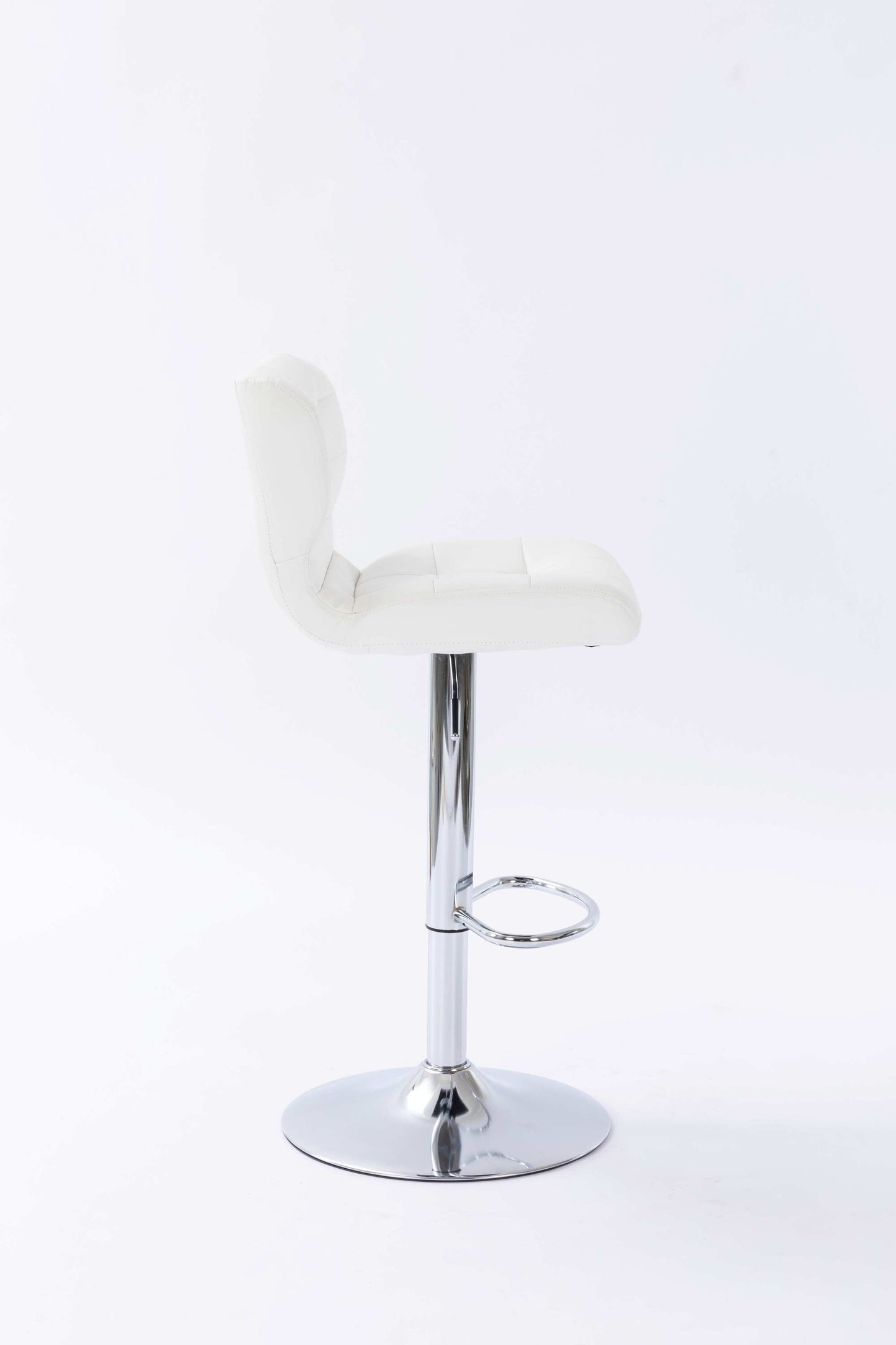 Lan - Set of 2 - 30" White Wingback Swivel Bar Stools, Adjustable Height, Chrome Base, Modern Design