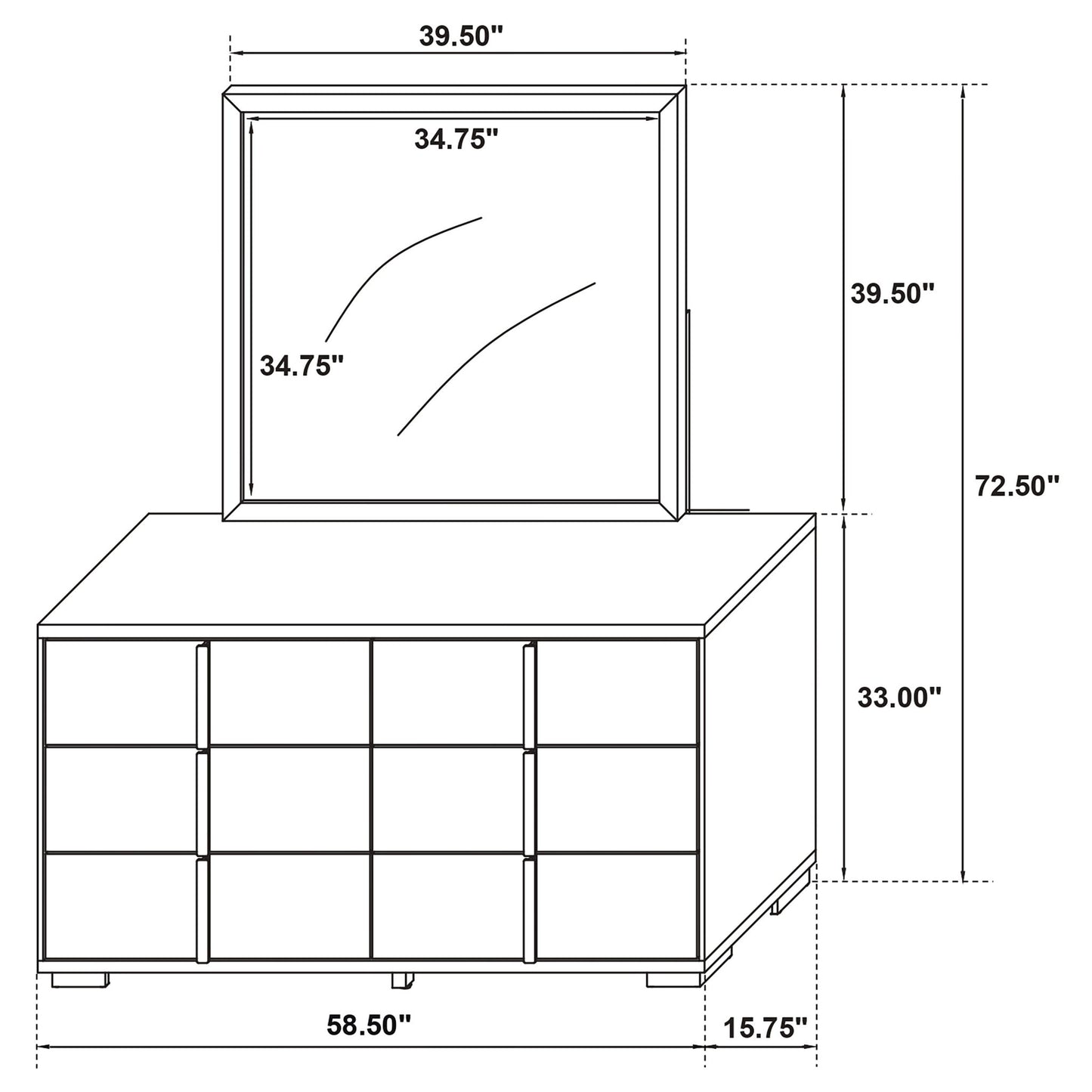 6 Drawer Dresser With Mirror - White