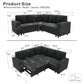 Upholstered L - Shape Sectional Sofa Bed With Pull Out Sleeper And Storage