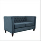 Button Tufted Loveseat, Upholstered 2 Seater With Square Arm For Living Room - Navy Blue