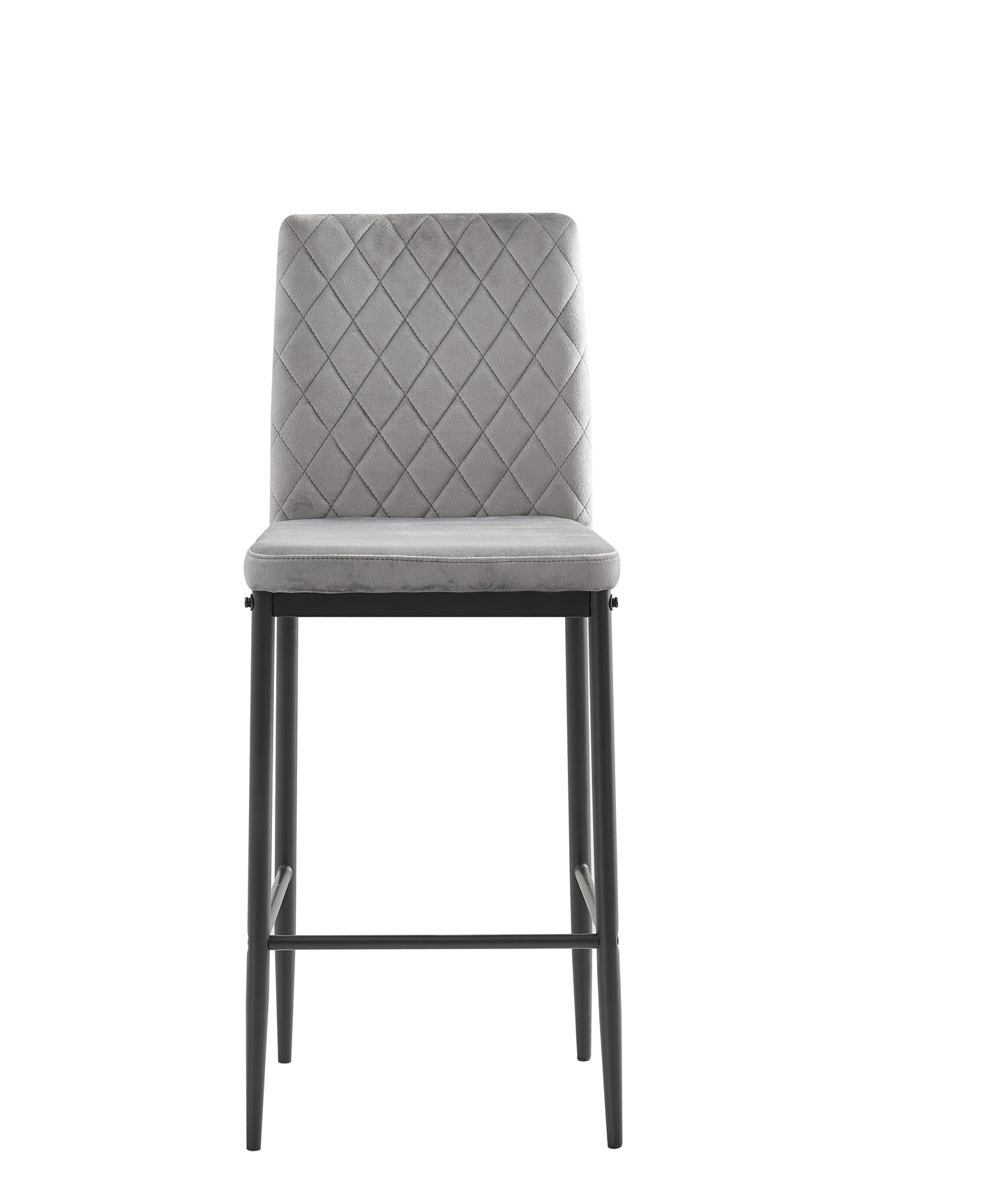 Hillshade - Set of 2 - 26" Light Gray Velvet Bar Stools with Metal Legs – Modern Kitchen & Dining Chairs, Ergonomic Design