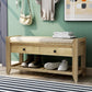 Shoe Rack With Cushioned Seat And Drawers Multipurpose Entryway Storage Bench Wash - Gray Wash