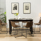 Valencia - Set of 7 - Antique Black Counter Height Dining Set with Brown Upholstered Chairs and Rectangular Wood Table with Footrest - Seats 6