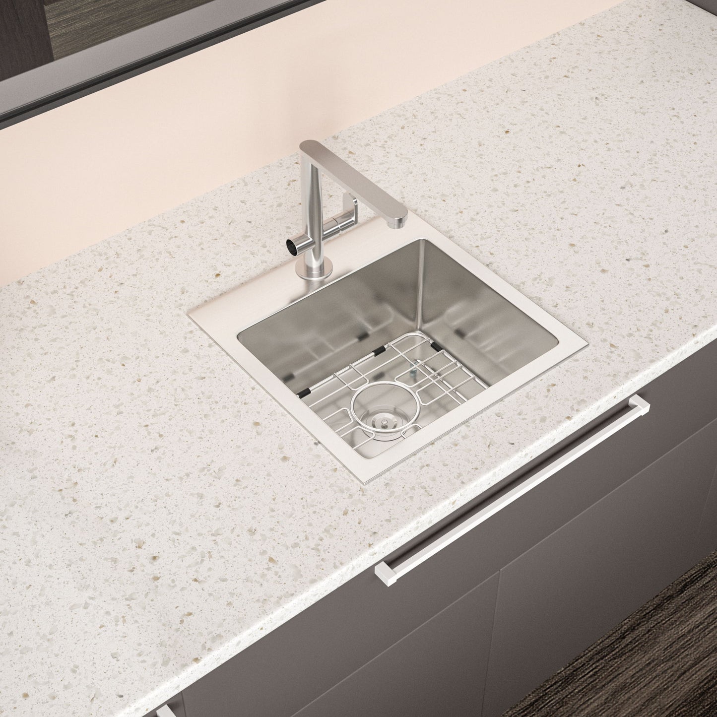 Stainless Steel Drop In Kitchen Sink 15" Topmount 16 Gauge - Gunmetal Black