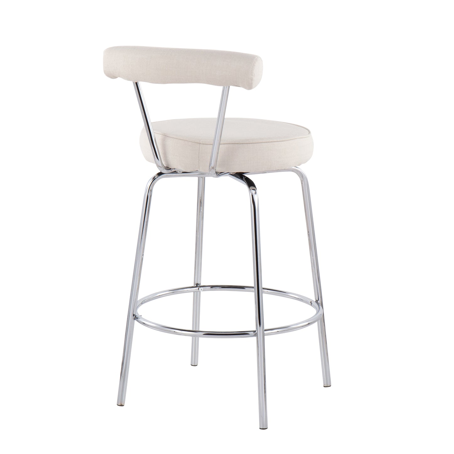 Rhapsody - Set of 2 - 33.75" Cream Fabric Counter Stools with Chrome Frame