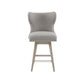 Esmare - Set of 2 -  26" - Light Grey Wingback Upholstered Swivel Counter Stools with Button-Tufted Back,